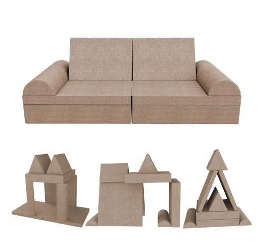 Sofá modular creativo para niños, set de 6 con medio rodillo beige