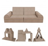 Sofá modular creativo para niños, set de 6 con medio rodillo beige