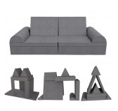 Sofá modular creativo para niños, set de 6 con medio rodillo gris