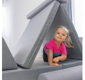 Sofá modular creativo para niños, set de 6 con medio rodillo gris