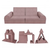 Sofá modular creativo para niños, set de 6 con medio rodillo rosa