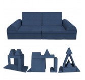 Sofá modular creativo para niños, set de 6 con medio rodillo azul oscuro