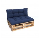 Set de 2 Cojines Acolchados para Palets 120x80 + 120x40 Azul Oscuro