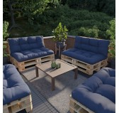 Set de 2 Cojines Acolchados para Palets 120x80 + 120x40 Azul Oscuro