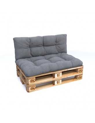Set de 2 Cojines Acolchados para Palets 120x80 + 120x40 Gris