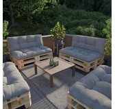 Set de 2 Cojines Acolchados para Palets 120x80 + 120x40 Gris Set de 2 Cojines Acolchados para Palets 120x80 + 120x40 Gris