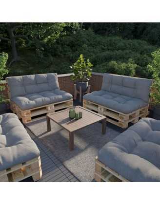 Set de 2 Cojines Acolchados para Palets 120x80 + 120x40 Gris