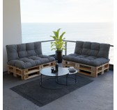 Set de 2 Cojines Acolchados para Palets 120x80 + 120x40 Gris Set de 2 Cojines Acolchados para Palets 120x80 + 120x40 Gris