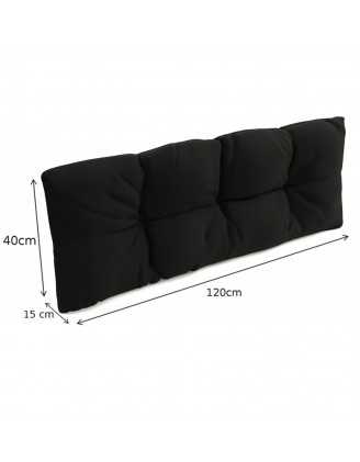 Set de 2 Cojines Acolchados para Palets 120x80 + 120x40 Negro