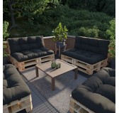 Set de 2 Cojines Acolchados para Palets 120x80 + 120x40 Negro Set de 2 Cojines Acolchados para Palets 120x80 + 120x40 Negro