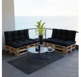 Set de 2 Cojines Acolchados para Palets 120x80 + 120x40 Negro Set de 2 Cojines Acolchados para Palets 120x80 + 120x40 Negro