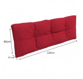 Set de 2 Cojines para Palets, 120x80 cm + 120x40 cm, Acolchado, Rojo