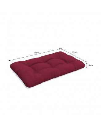 Set de 2 Cojines para Palets, 120x80 cm + 120x40 cm, Acolchado, Burdeos