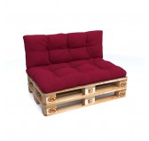 Set de 2 Cojines para Palets, 120x80 cm + 120x40 cm, Acolchado, Burdeos Set de 2 Cojines para Palets, 120x80 cm + 120x40 cm, Acolchado, Burdeos