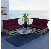 Set de 2 Cojines para Palets, 120x80 cm + 120x40 cm, Acolchado, Burdeos Set de 2 Cojines para Palets, 120x80 cm + 120x40 cm, Acolchado, Burdeos
