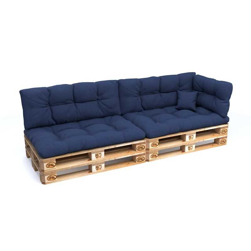 Set de 6 Cojines Acolchados para Palets 120x80 + 120x40 Azul Oscuro Set de 6 Cojines Acolchados para Palets 120x80 + 120x40 Azul Oscuro