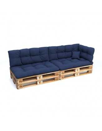 Set de 6 Cojines Acolchados para Palets 120x80 + 120x40 Azul Oscuro