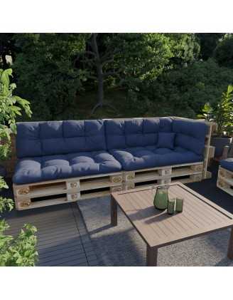 Set de 6 Cojines Acolchados para Palets 120x80 + 120x40 Azul Oscuro