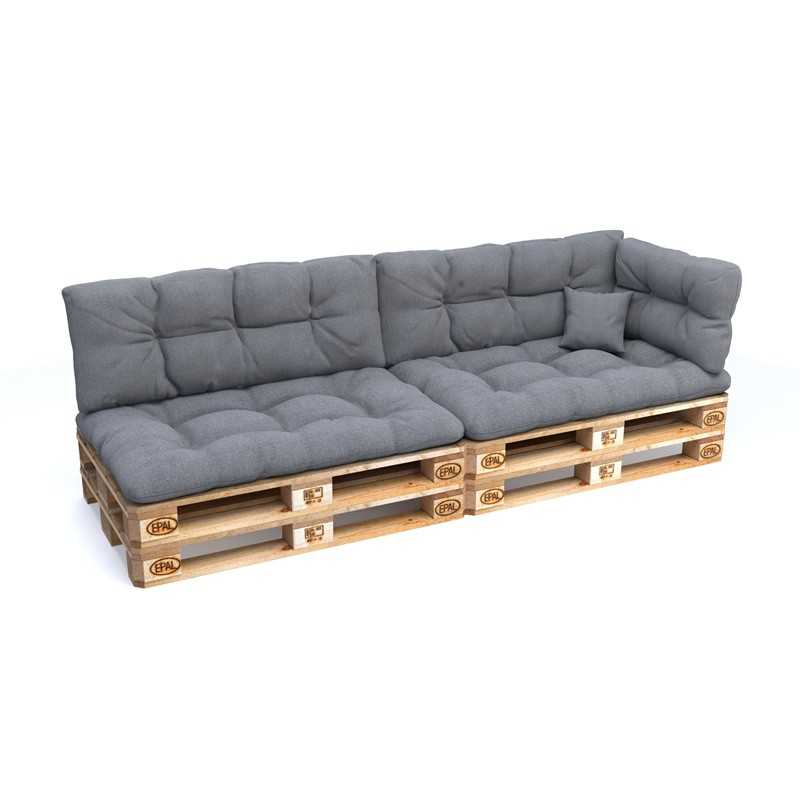 Set de 6 Cojines Acolchados para Palets 120x80 + 120x40 Gris Set de 6 Cojines Acolchados para Palets 120x80 + 120x40 Gris