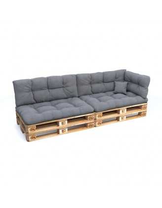Set de 6 Cojines Acolchados para Palets 120x80 + 120x40 Gris