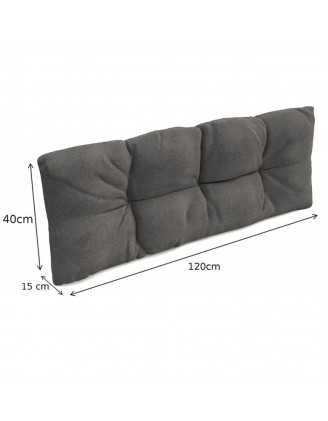 Set de 6 Cojines Acolchados para Palets 120x80 + 120x40 Gris