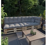 Set de 6 Cojines Acolchados para Palets 120x80 + 120x40 Gris Set de 6 Cojines Acolchados para Palets 120x80 + 120x40 Gris