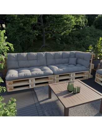Set de 6 Cojines Acolchados para Palets 120x80 + 120x40 Gris
