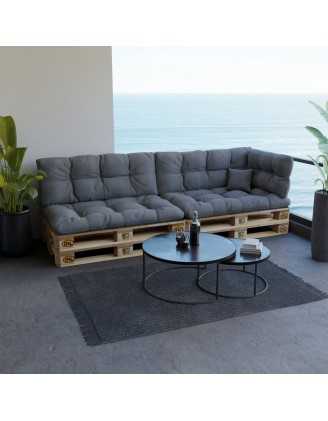 Set de 6 Cojines Acolchados para Palets 120x80 + 120x40 Gris