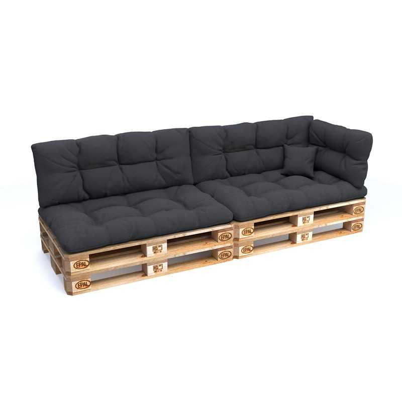 Set de 6 Cojines Acolchados para Palets 120x80 + 120x40 Antracita Set de 6 Cojines Acolchados para Palets 120x80 + 120x40 Antracita