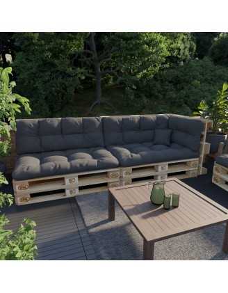 Set de 6 Cojines Acolchados para Palets 120x80 + 120x40 Antracita