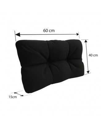 Set de 6 Cojines Acolchados para Palets 120x80 + 120x40 Negro