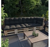 Set de 6 Cojines Acolchados para Palets 120x80 + 120x40 Negro Set de 6 Cojines Acolchados para Palets 120x80 + 120x40 Negro