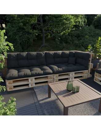 Set de 6 Cojines Acolchados para Palets 120x80 + 120x40 Negro