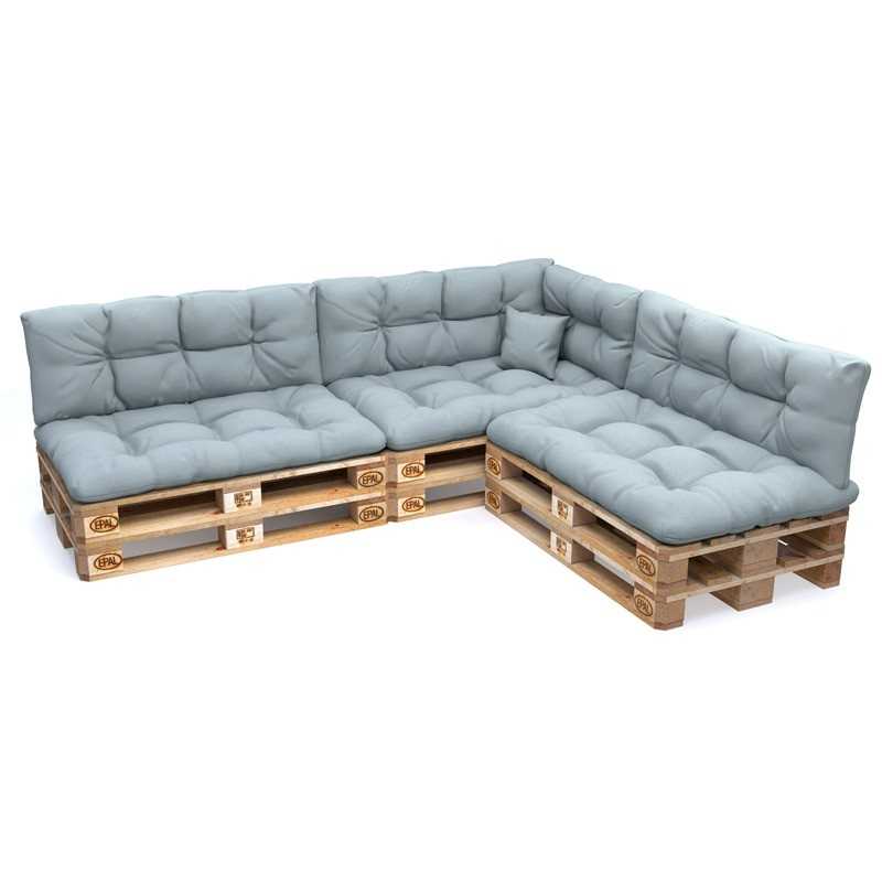 Set de 8 Cojines Acolchados para Palets 120x80 + 120x40 Azul Set de 8 Cojines Acolchados para Palets 120x80 + 120x40 Azul