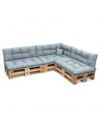 Set de 8 Cojines Acolchados para Palets 120x80 + 120x40 Azul