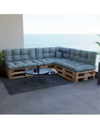 Set de 8 Cojines Acolchados para Palets 120x80 + 120x40 Azul