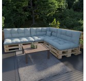Set de 8 Cojines Acolchados para Palets 120x80 + 120x40 Azul Set de 8 Cojines Acolchados para Palets 120x80 + 120x40 Azul