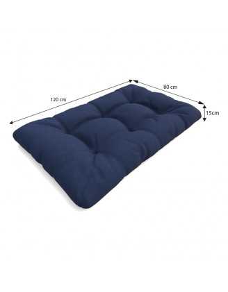 Set de 8 Cojines Acolchados para Palets 120x80 + 120x40 Azul Oscuro