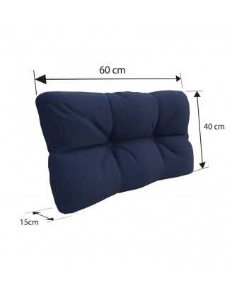 Set de 8 Cojines Acolchados para Palets 120x80 + 120x40 Azul Oscuro