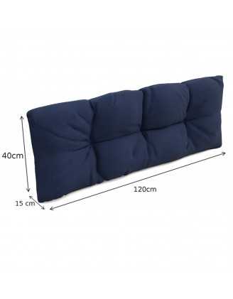 Set de 8 Cojines Acolchados para Palets 120x80 + 120x40 Azul Oscuro