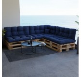 Set de 8 Cojines Acolchados para Palets 120x80 + 120x40 Azul Oscuro Set de 8 Cojines Acolchados para Palets 120x80 + 120x40 Azul Oscuro