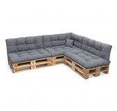 Set de 8 Cojines Acolchados para Palets 120x80 + 120x40 Gris Set de 8 Cojines Acolchados para Palets 120x80 + 120x40 Gris