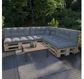 Set de 8 Cojines Acolchados para Palets 120x80 + 120x40 Gris Set de 8 Cojines Acolchados para Palets 120x80 + 120x40 Gris