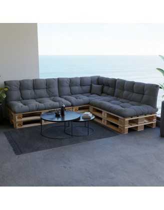 Set de 8 Cojines Acolchados para Palets 120x80 + 120x40 Gris