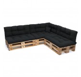 Set de 8 Cojines Acolchados para Palets 120x80 + 120x40 Negro Set de 8 Cojines Acolchados para Palets 120x80 + 120x40 Negro