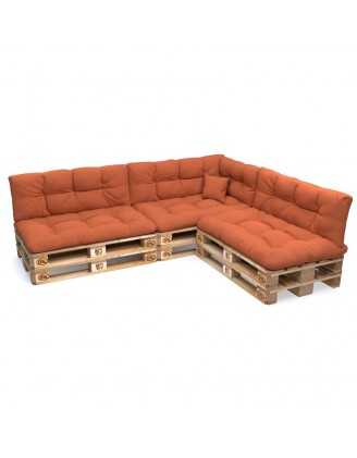 Set de 8 Cojines para Palets, 3x 120x80 + 3x 120x40 + 60x40 + 40x40 Acolchado, Naranja