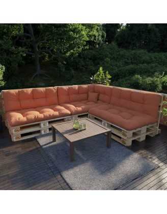 Set de 8 Cojines para Palets, 3x 120x80 + 3x 120x40 + 60x40 + 40x40 Acolchado, Naranja
