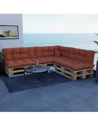 Set de 8 Cojines para Palets, 3x 120x80 + 3x 120x40 + 60x40 + 40x40 Acolchado, Naranja