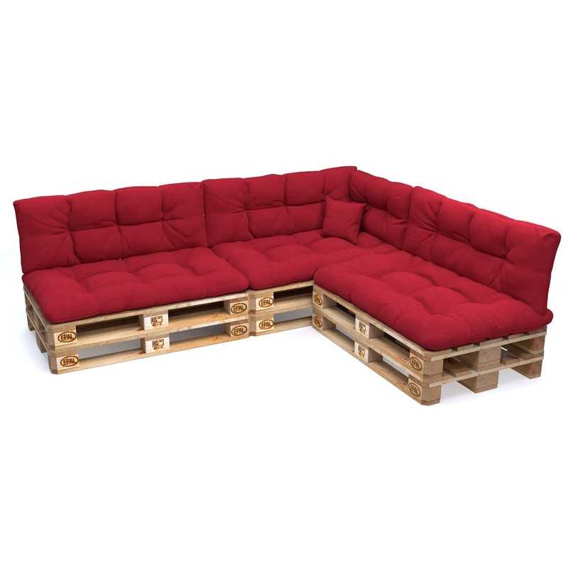 Set de 8 Cojines para Palets, 3x 120x80 + 3x 120x40 + 60x40 + 40x40 Acolchado, Rojo Set de 8 Cojines para Palets, 3x 120x80 + 3x 120x40 + 60x40 + 40x40 Acolchado, Rojo