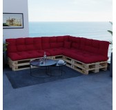 Set de 8 Cojines para Palets, 3x 120x80 + 3x 120x40 + 60x40 + 40x40 Acolchado, Rojo Set de 8 Cojines para Palets, 3x 120x80 + 3x 120x40 + 60x40 + 40x40 Acolchado, Rojo